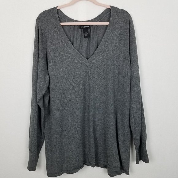 Lane Bryant Sweaters - Lane Bryant Gray Lightweight V-neck Sweater 2S106